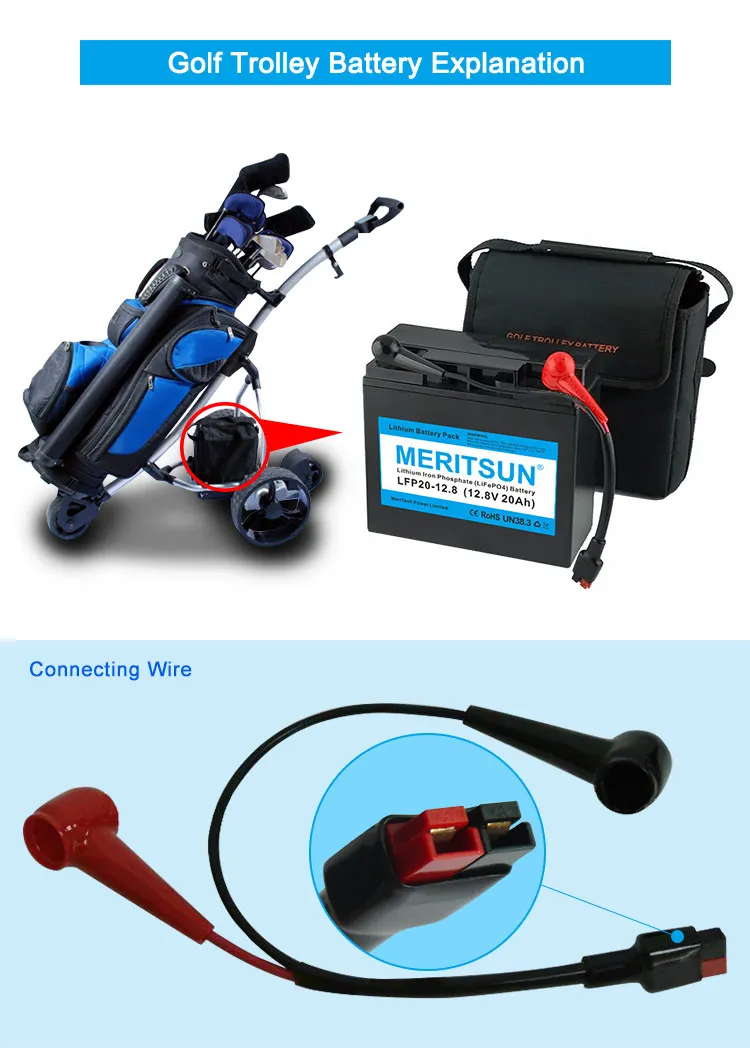 12V 20Ah LiFePO4 Lithium Battery for Electric Golf Trolley Cart Parts Cycle Life >2000 cycles