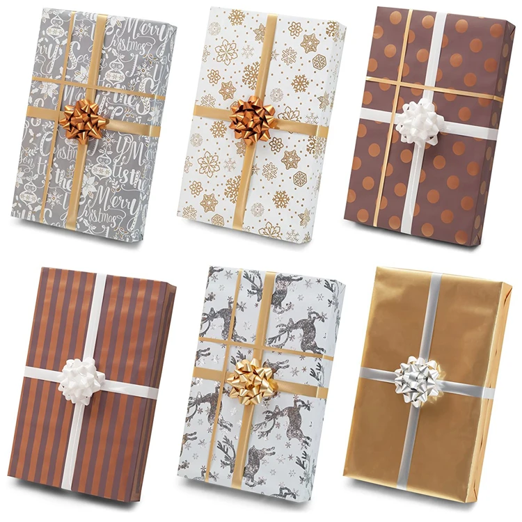 New Design Premium Luxury Gold Glitter Gift Wrapping Paper Set With