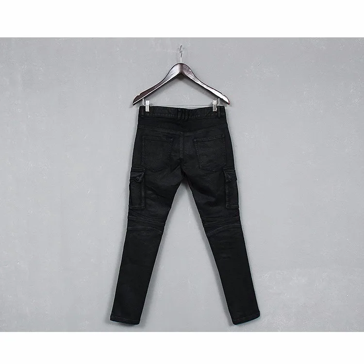 Mens black wax deals coated jeans