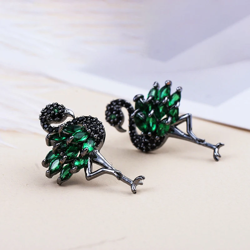 2018 New Cubic Zirconia Jewelry Flamingo Funky Stud Earrings 2018 New Cubic Zirconia Jewelry Flamingo Funky Stud Earrings