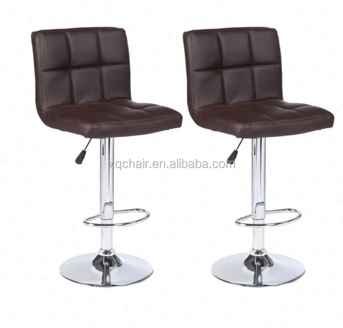 Modern Square Pu Leather Adjustable Bar Stools With Back,Set Of Counter