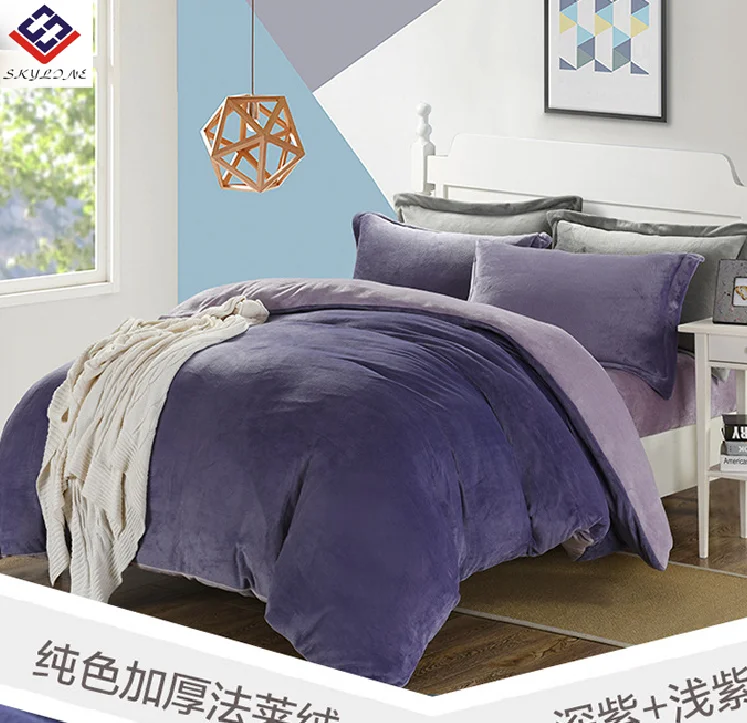 Winter Fleece Bedding Set Duvet Cover Flannel Flat Sheet 4pcs Bed Linen Home Bedclothes main image 0