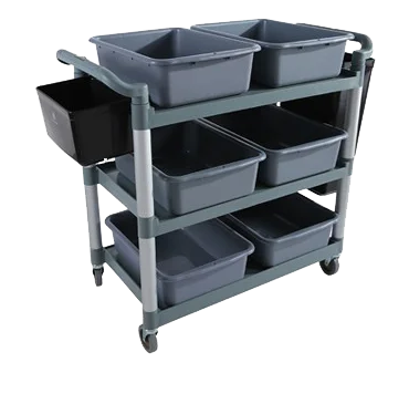 victualing house stainless steel dish caddy with bucket hotel Service Cleaning plates dishes collect trolley