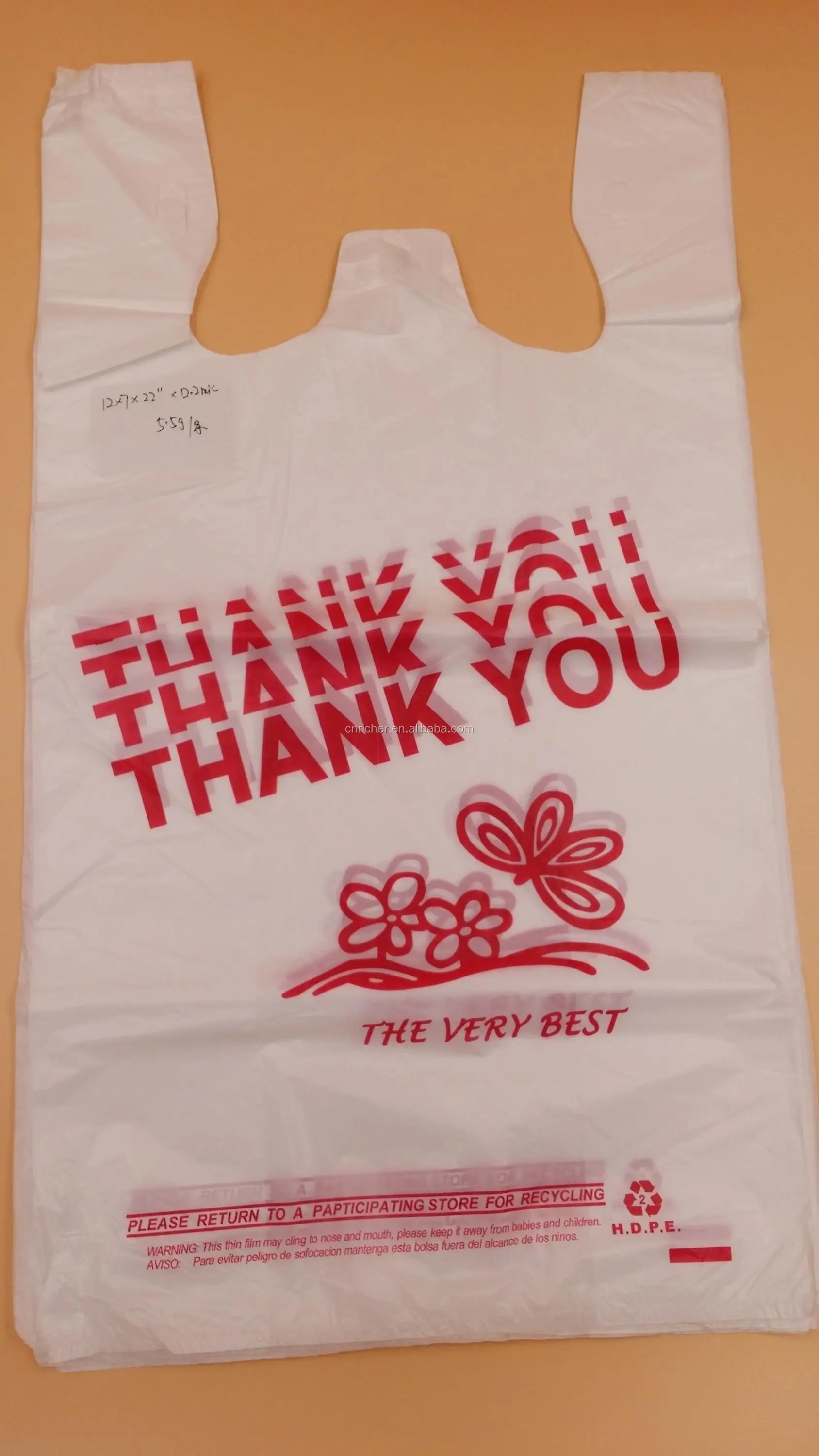 Cheap Custom Printed Thank You T Shirt Bags Wholesale Shopping Plastic ...