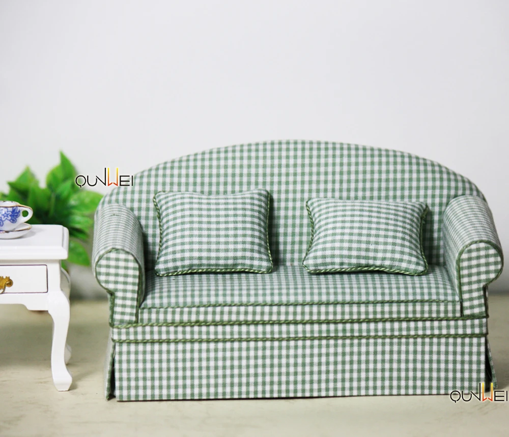 Wooden Dollhouse Chair Sofa Living Room Set Miniature Furniture For