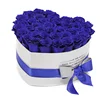 Free sample new design fashion heart shape style blue flower packing for rose lily birthday wedding gift paper box with silk