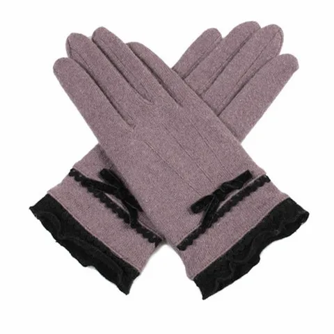 Cheap Cute Sexy Ladies sweet Wool Dress Gloves with Belt Bow Trimming for Women and Girls