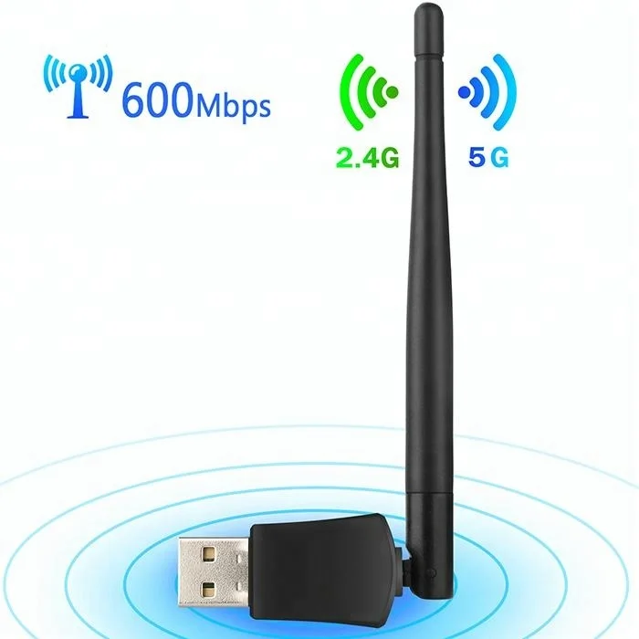 600Mbps Dual Band USB WiFi Dongle Wireless LAN Adapter 802.11ac//a//b 5Ghz//2.4Ghz