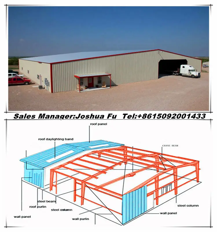 Modern truck accessible prefab steel structure warehouse/workshop