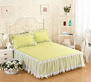 gangnumsky-3Pieces Solid Color Lace Luxury Bedding Sets Queen Bed Sets For Girl Bed Sheet Set Pillow Case Customizable-E