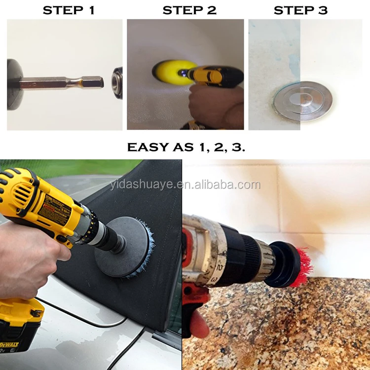 Drill Brush With 6" And 12" Long Extension Shaft/power Scrubbing Brush