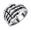 American Fashion Cool Style Unisex Hollow Baking Finish Ancient Silver Gothic Skull Hand Rings