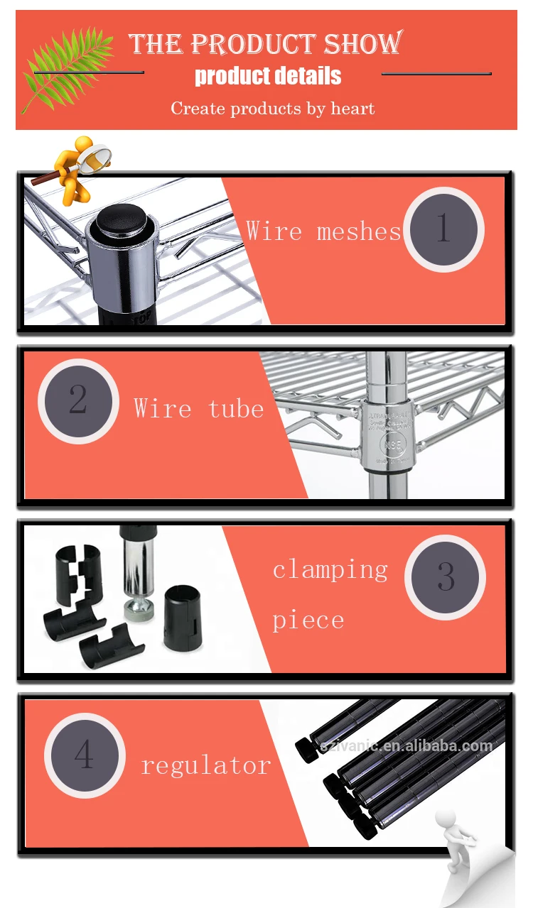 Nsf Approved Chrome Rack Shelves Shelving Metal Wire Shelf Customized