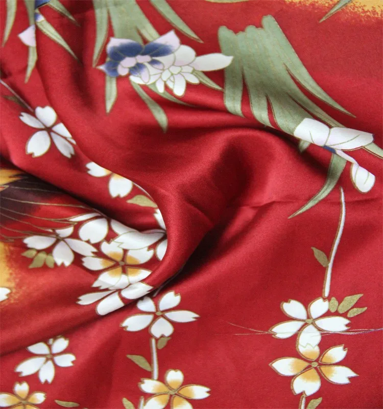 Silky Satin Fabric Per Metre Japanese Print 