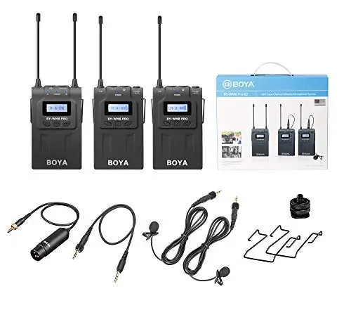 BOYA WM8 PRO-K2 Dual-Channel Wireless Lavalier Microphone System with 1 Receiver and 2 Transmitter for DSLR Camera& Smartphone Recorder,YouTube Street Interview Facebook Livesteam Vblog