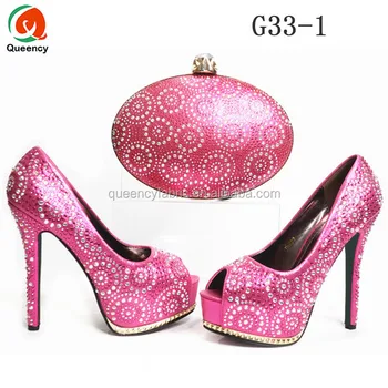 ladies pink shoes and matching bag
