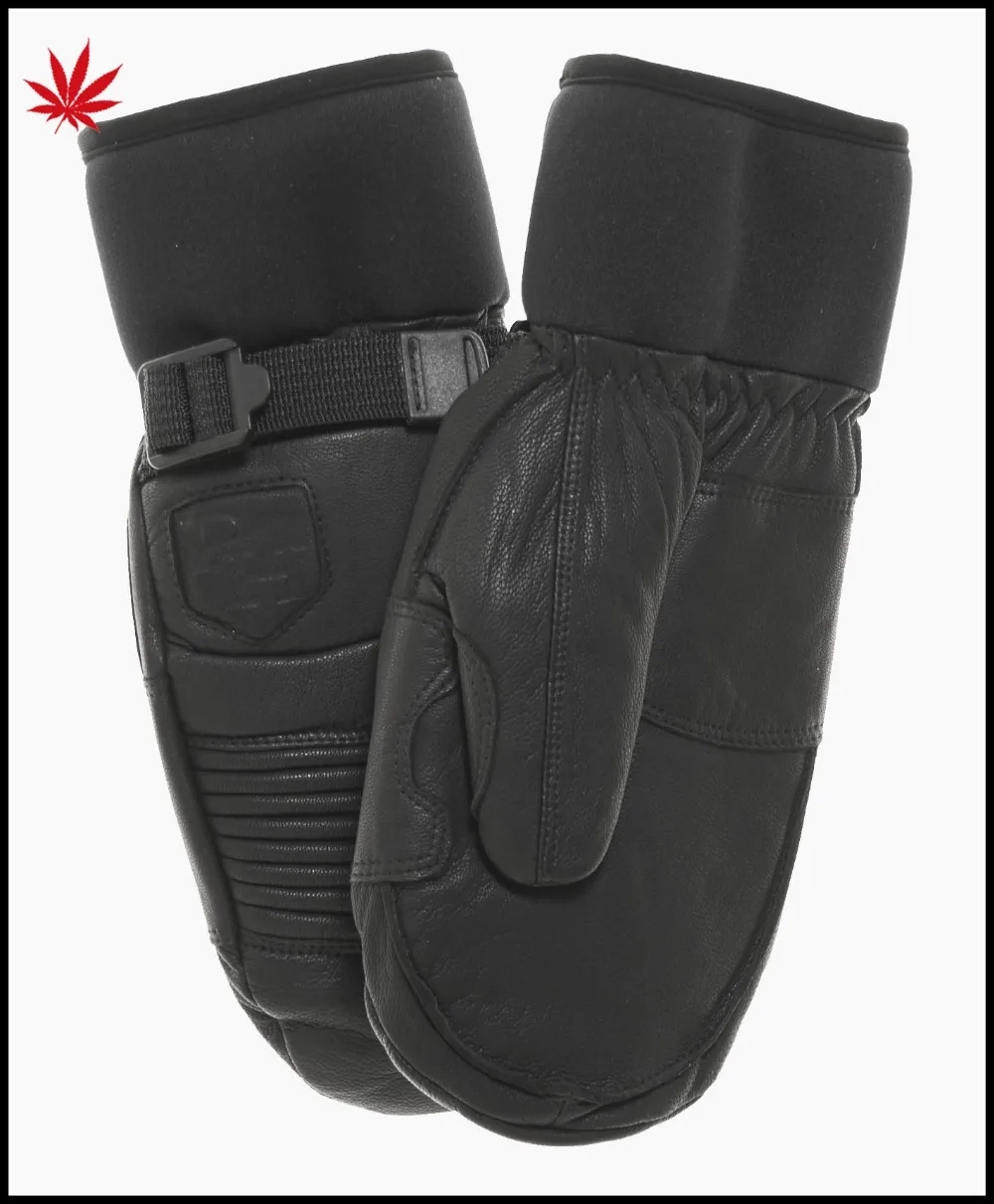 Ladies wholesale winter leather mittens with belt