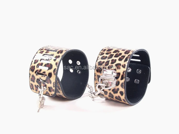 Adult Porn Games Leopard Pu Leather Bdsm Kit 8pcs Sex Toys Bondage Set