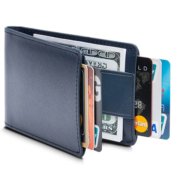 Slim Front Pocket Leather Rfid Wallet For Men With Strap Money Clip ...