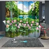 Chinese style landscape painting personality waterproof shower curtain 3D photo print creative visual shower
