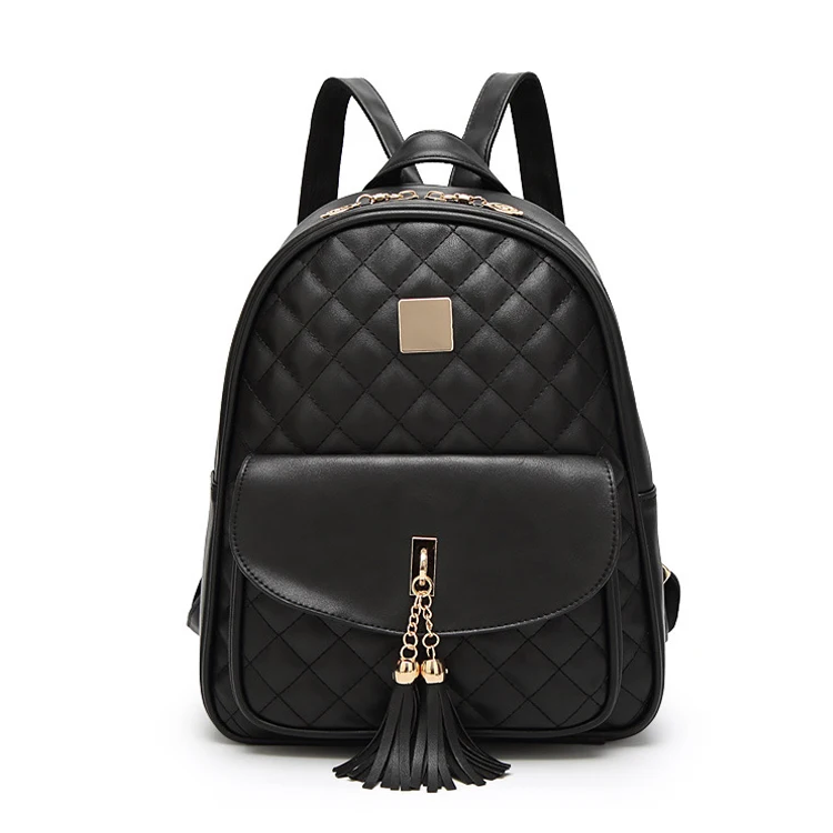 New Design Luxury Lattice Leather Backpack Set,Custom Pu Ladies Leisure ...