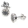 Pair Stainless Steel Silver Black Spider Web Heart Post Stud Earrings 8mm