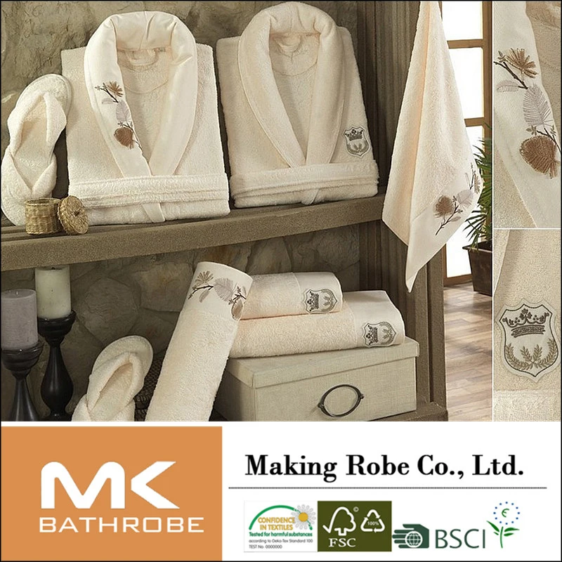 Hotel Luxury Bath Gift Bathrobe And Slippers Set,Couples Bathrobe Set