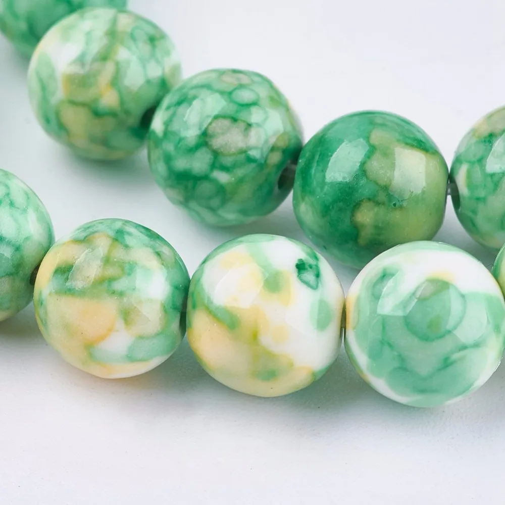 Pandahall Mixed Color 8mm Natural Stone Beads Ocean White Jade Gemstone