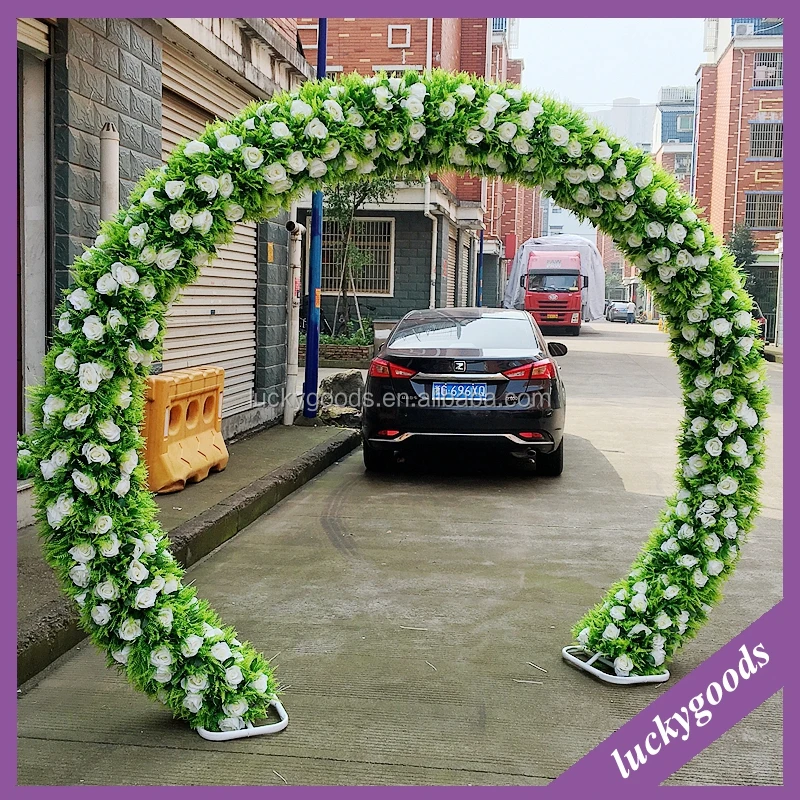 Fábrica hecho a mano artificial arco de flores para el jardín de rosas