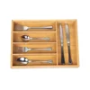 Organic Bamboo Cutlery Drawer Organizer with 5 compartments,Durable Utensil Tray,Nice and Antimicrobial Flatware Drawer Divers