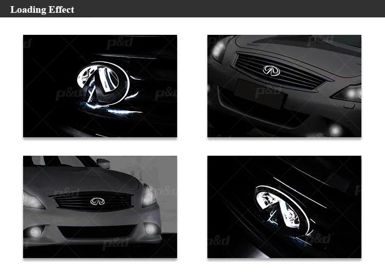 Black Chromed Badge Front Grille Emblem Car Led Logo Light For Infiniti
