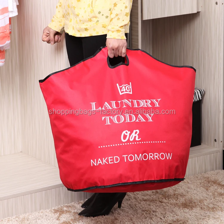 Foldable Custom Logo Polyester Laundry Bag Big Capacity Heavy Duty