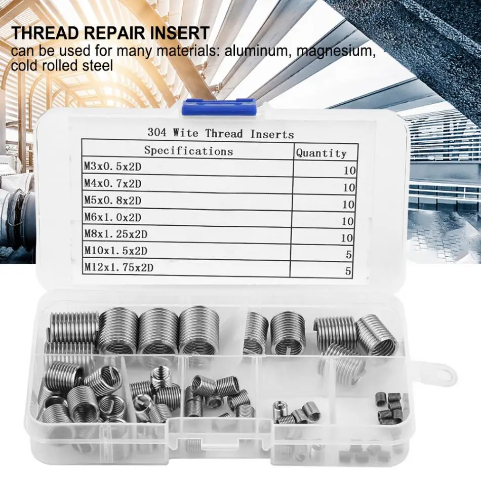 Stainless Steel 304 Thread Repair Insert for Screw Parts Wear Resistance Easy to Maintenance Coiled Wire Insert