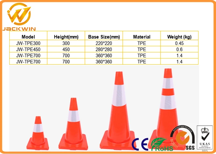 Standard 28" High Solid Orange One Piece Flexible Road Safe Cone