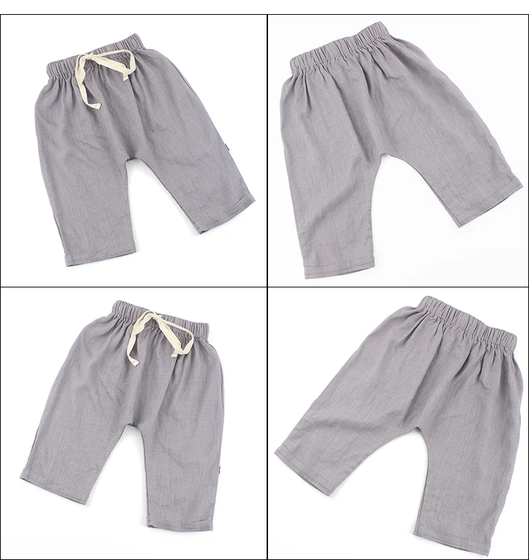 Gray Linen Harem Pants Summer Plain Legging Children Clothes Elastic ...