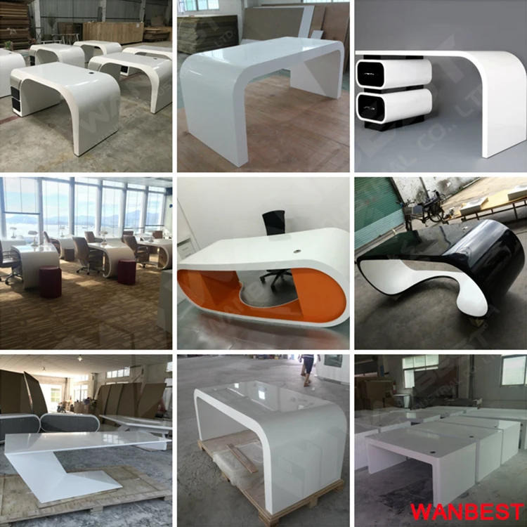 Unique Design Artificial Marble Ceo Director Office Laptop Desk Working Table for Hotel Home