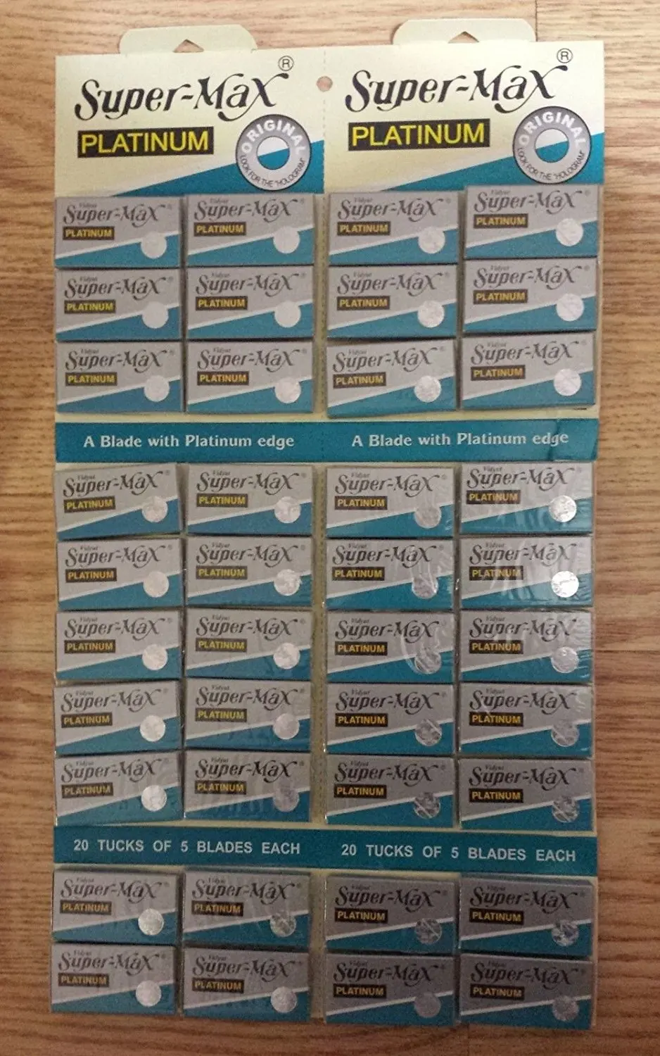 Super Max Double Edge Razor Blades - Platinum Blades 100 pcs Barber Supplies