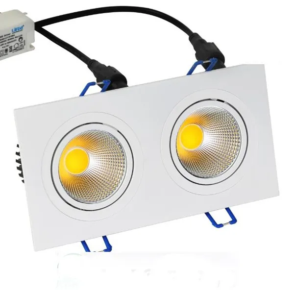 High Quality Factory Directly Recess Spotlighting CRI90 2x12W LED COB Square Twin Head Ceiling Down Lights Flicker Free for Home