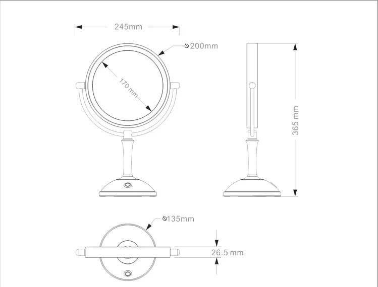 8 Inch Wholesale Metal Magnifying Standing Modern Dressing Table Cosmetic Mirror Made In China