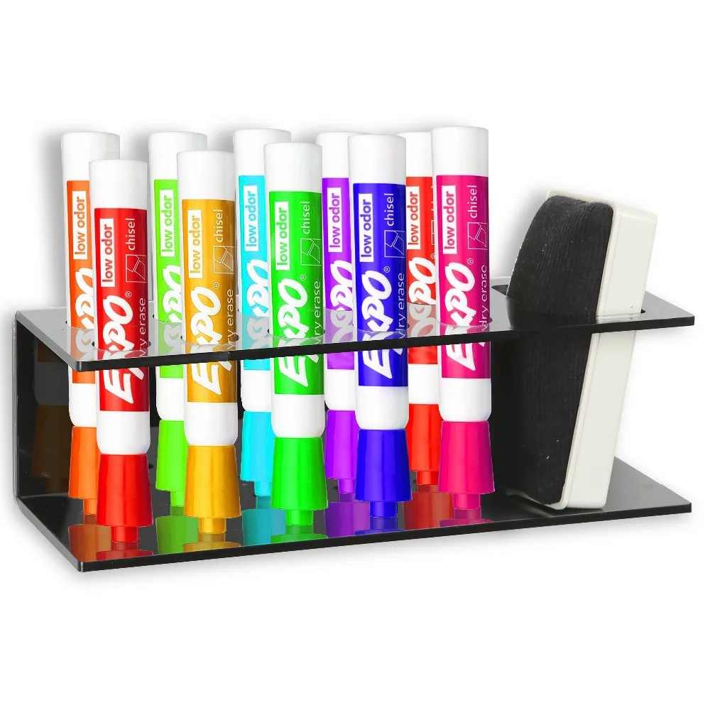 4 Slot Clear Acrylic Dry Erase Board Marker And Eraser Holder Tray Rack