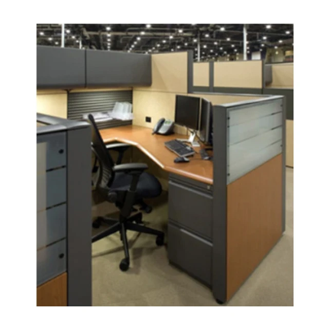 Office Complete Cubicle Desk Mounted Privacy Panel L Shape