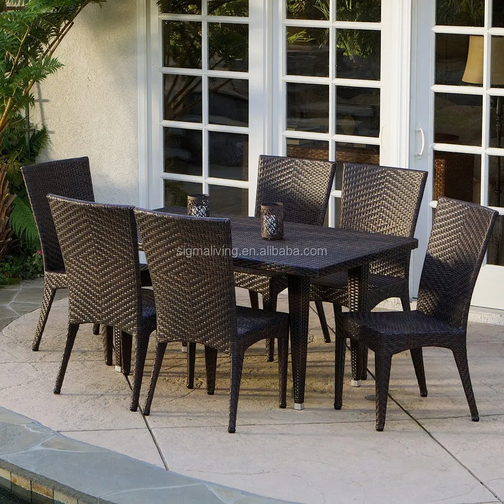 Hot Sale Aluminium Outdoor Fiberglass Wicker Garden Dining Table