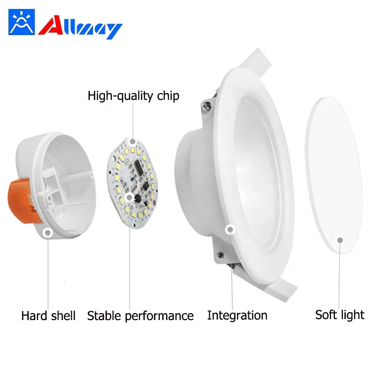 5inch 6inch 10W Auto-dimming Microwave Sensor Recessed LED Downlight for hotel corridor elevator