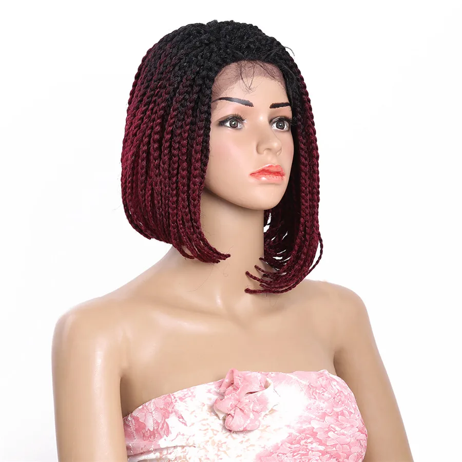 14inch Bob Braided Lace Front Wigs Box Braid Wig Synthetic 14inch Bob Braided Lace Front Wigs Box Braid Wig Synthetic Short