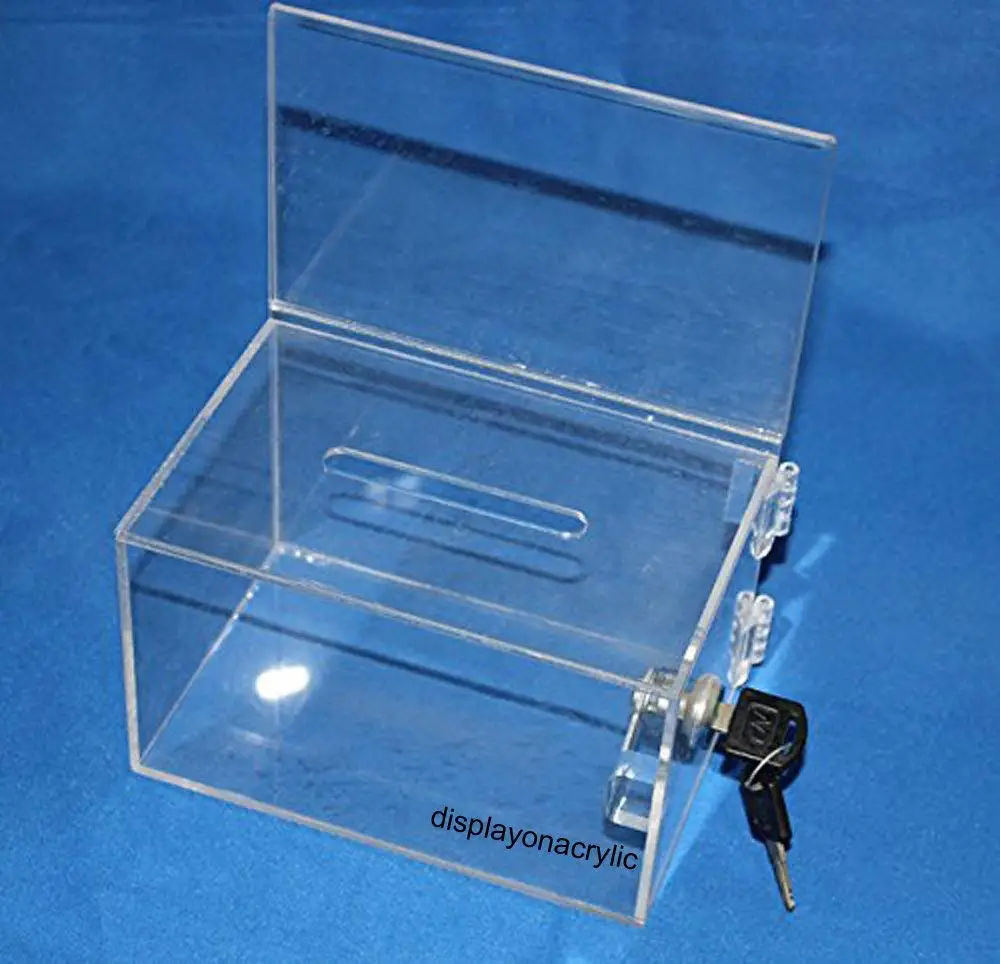 Tip Container Donation Box W//Two Compartments One Compartment Locked and Other Open for Give and Take- Great and Amazing for Fundraising Campaigns Collection Box