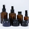 Wholesale oblique shoulder bottle amber round cosmetic cream jar lotion glass bottle