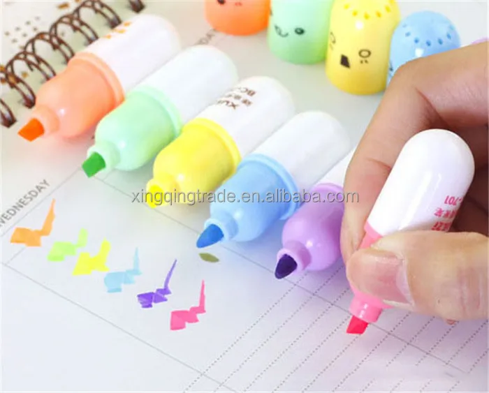 Mini Highlighter with Cap Clip, Pastel, Pack of 5 - BAZ2309