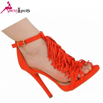 ladies red mid heel shoes