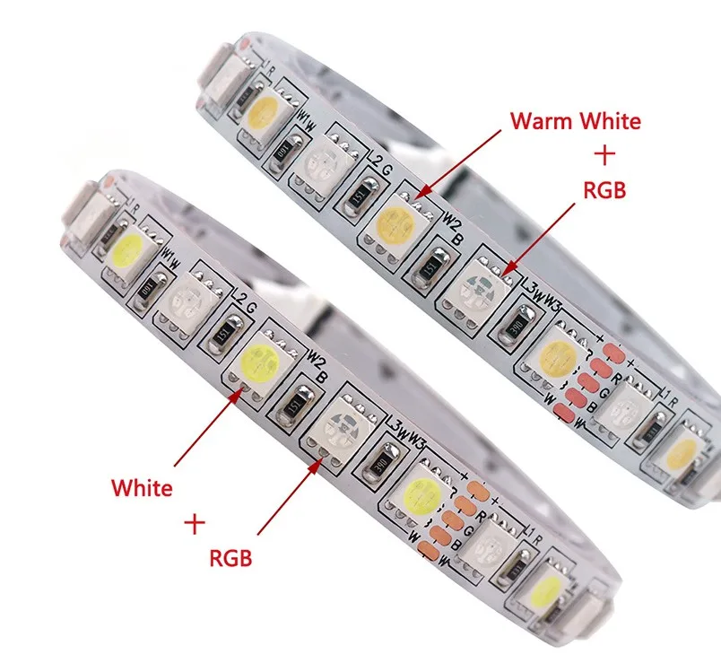 RGBW 12v 24v DC led strip light 5cm cut point 60leds/meter 5 meter 10 meter per roll IP67 IP68 waterproof