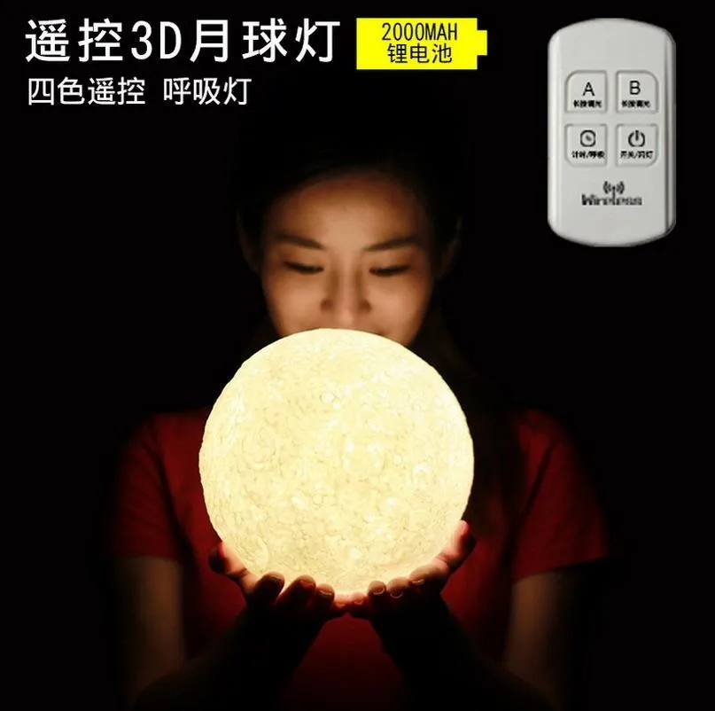 Wholesale price 3D Print Resin Moon light Touch Switch LED Glow Desk Moon Night Light Lamp